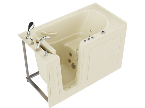 ANZZI Coupe Series 30 in. x 60 in. Left Drain Quick Fill Walk-In Whirlpool Tub with Powered Fast Drain in Biscuit