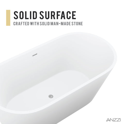 Rossetto 5.6 ft. Solid Surface Center Drain Freestanding Bathtub in Matte White