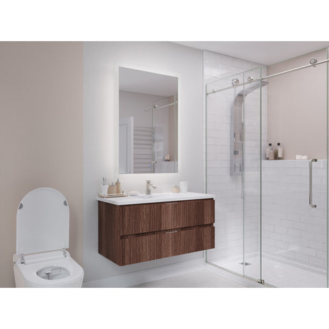 VT-MR3CT39-DB - ANZZI 39 in W x 20 in H x 18 in D Bath Vanity in Dark Brown with Cultured Marble Vanity Top in White with White Basin & Mirror