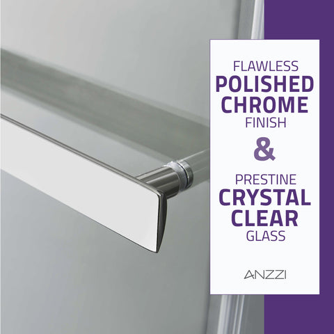 48 in. x 76 in. Frameless Sliding Shower Door with Horizontal Handle in Chrome