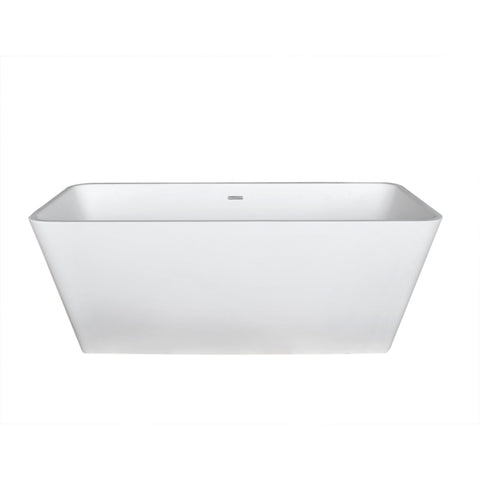 ANZZI Cenere 4.9 ft. Solid Surface Classic Soaking Bathtub in Matte White and Kros Faucet in Chrome