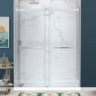 Kahn Series 60 in. x 36 in. Extra-Deep ANR Alcove Shower Base and Frameless Sliding Shower Door Combo