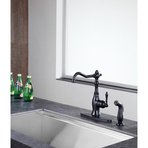 KF-AZ224ORB - ANZZI Highland Single-Handle Standard Kitchen Faucet with Side Sprayer in Oil Rubbed Bronze