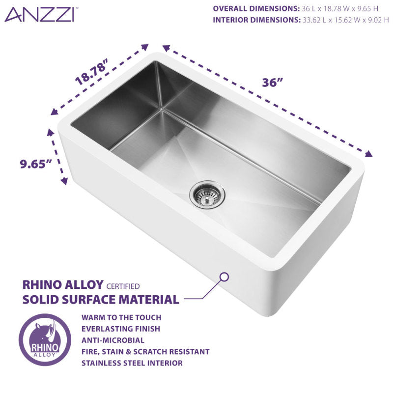 K-AZ271-A1 - ANZZI Apollo Series Farmhouse Solid Surface 36 in. 0