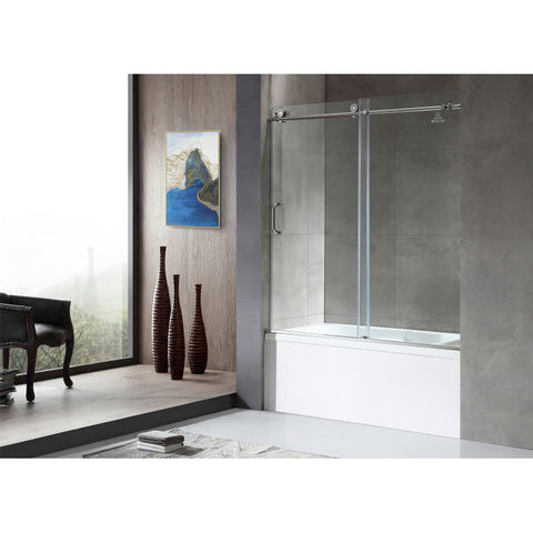 SD1701CH-3260L - ANZZI 5 ft. Acrylic Left Drain Rectangle Tub in White With 60 in. x 62 in. Frameless Sliding Tub Door in Polished Chrome
