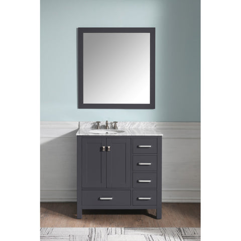 ANZZI Chateau 36 in. W x 22 in. D Bathroom Bath Vanity Set with Carrara Marble Top with White Sink