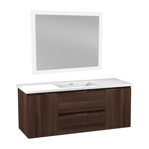 VT-MRCT48-DB - ANZZI ANZZI Conques 48 in W x 20 in H x 18 in D Bath Vanity in Dark Brown with Cultured Marble Vanity Top in White with White Basin & Mirror