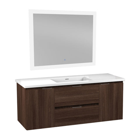 VT-MRCT48-DB - 48 in W x 20 in H x 18 in D Bath Vanity in Dark Brown with Cultured Marble Vanity Top in White with White Basin & Mirror