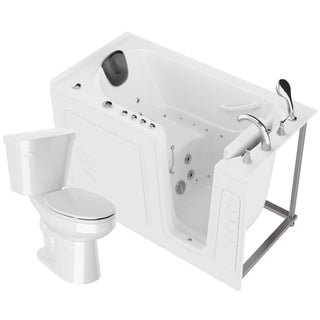 ANZZI 59 in. x 30 in. Right Drain Combination Jetted Bathtub in White with Elongated Toilet and Soft Close Lid