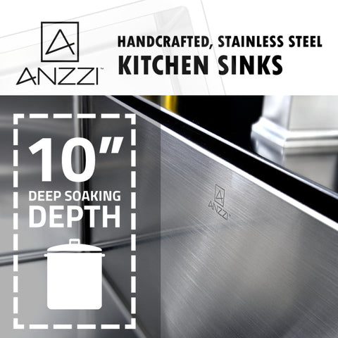 ANZZI Elysian Farmhouse Stainless Steel 32 in. 0-Hole Single Bowl Kitchen Sink in Brushed Satin