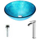LSAZ047-097B - ANZZI Accent Series Deco-Glass Vessel Sink in Blue Ice with Key Faucet in Brushed Nickel