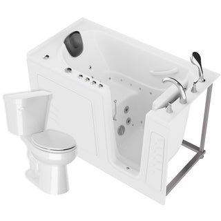 ANZZI 59 in. x 30 in. Right Drain Combination Jetted Bathtub in White with Rounded Toilet and Soft Close Lid