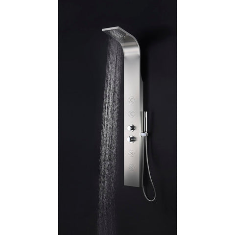 ANZZI Praire 64 in. Full Body Shower Panel with Heavy Rain Shower and Spray Wand in Brushed Steel