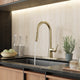 Modern Touchless Satin Brass Pull-Down Kitchen Faucet