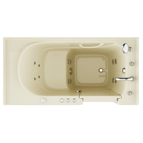 AZ3060WIRBH - ANZZI Coupe Series 30 in. x 60 in. Right Drain Quick Fill Walk-In Whirlpool Tub with Powered Fast Drain in Biscuit