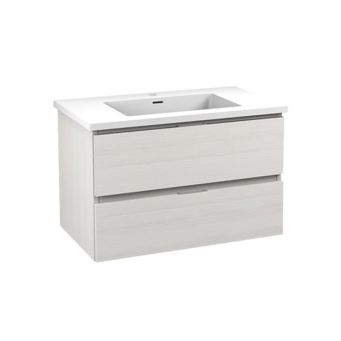VT-CT30-WH - Conques 30 in W x 20 in H x 18 in D Bath Vanity in Rich White with Cultured Marble Vanity Top in White with White Basin