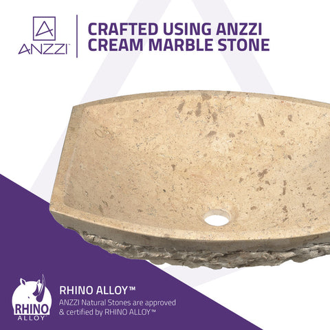 ANZZI Stoic Basin Vessel Sink in Classic Cream Marble