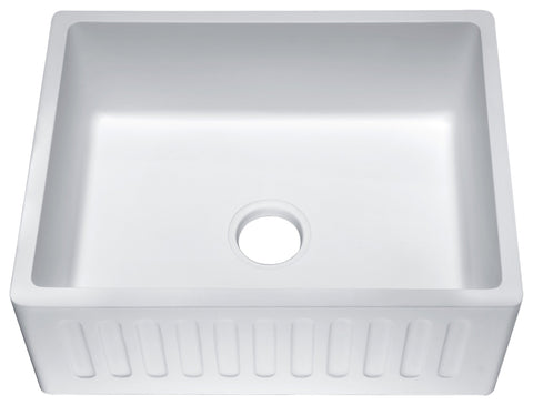 ANZZI Roine Reversible Farmhouse Sink (24" L x 9.06" H), Single Basin, Solid Surface ANZZI Stone, Non-Porous, Easy Clean, Lifetime Warranty