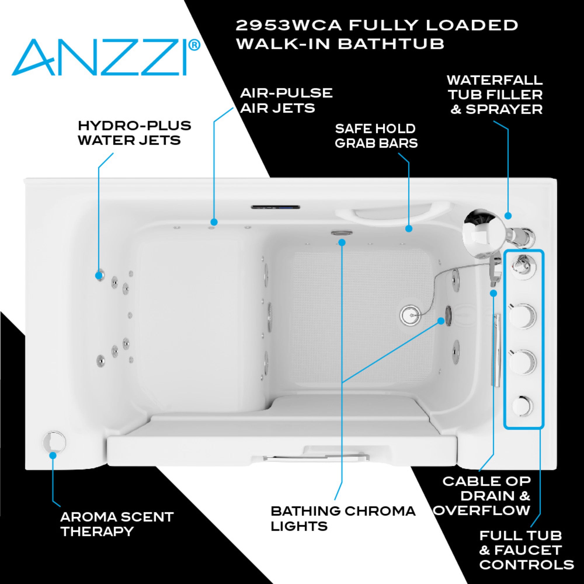 2953WC-PRX - ANZZI ANZZI Wheelchair Accessible Therapeutic Tub