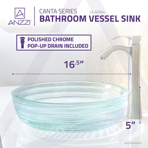 ANZZI Canta Series Deco-Glass Vessel Sink