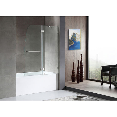 Anzzi 5 ft. Acrylic Rectangle Tub With 48 in. by 58 in. Frameless Hinged Tub Door