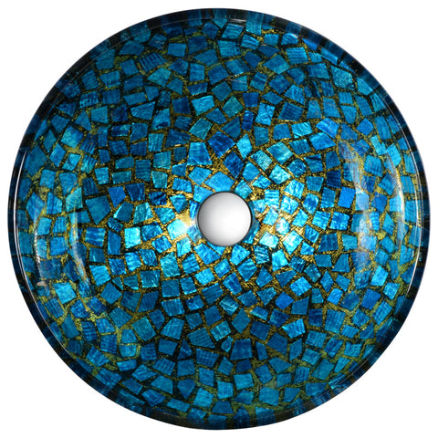 ANZZI Chipasi Series Vessel Sink in Blue/Gold Mosaic
