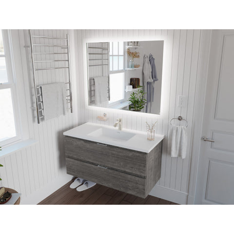 39 in W x 20 in H x 18 in D Bath Vanity with Cultured Marble Vanity Top in White with White Basin & Mirror