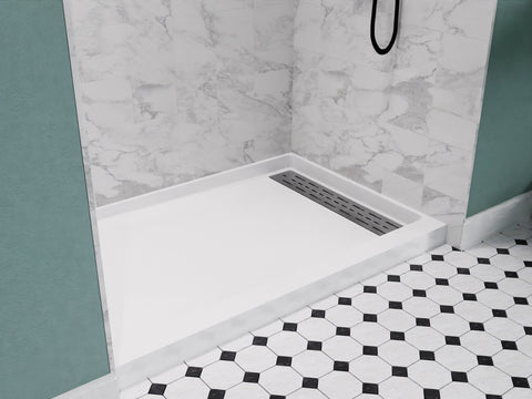 Alexander 60 in. L x 30 in. W Alcove Shower Pan Base with Right Drain in Glossy White Marine Acrylic
