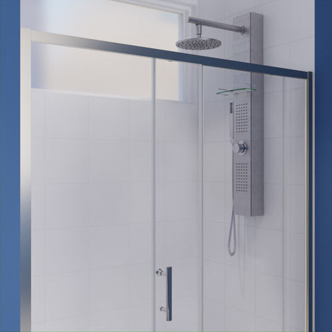 ANZZI 72 x 60 inch Framed Shower Door in Brushed Nickel, Halberd Water  Repellent Glass Shower Door with Seal Strip Parts, Easy Gilde Rollers  Sliding