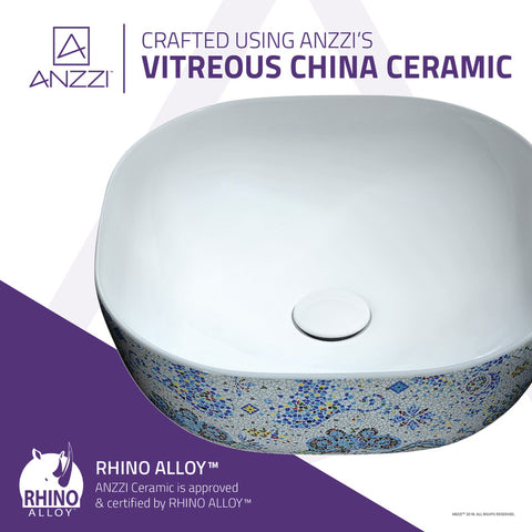 ANZZI Byzantian Series Ceramic Vessel Sink in Byzantine Mosaic Finish