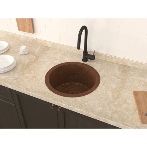 SK-003 - ANZZI Thrace Drop-in Handmade Copper 17 in. 0-Hole Single Bowl Kitchen Sink in Hammered Antique Copper