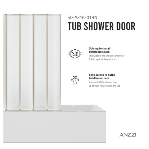 ANZZI 56-in. x 33-in. Accordion-Style Bathtub Shower Door