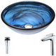 LSAZ048-022 - ANZZI Soave Series Deco-Glass Vessel Sink in Sapphire Wisp with Crown Faucet in Chrome