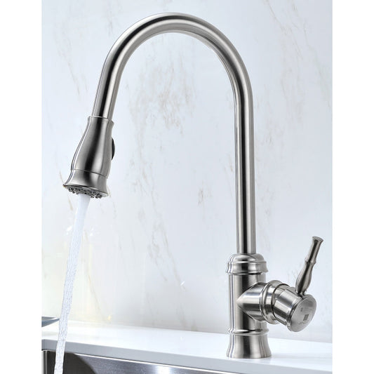 ANZZI Elysian Farmhouse 33 in. Double Bowl Kitchen Sink with Sails Faucet in Brushed Nickel