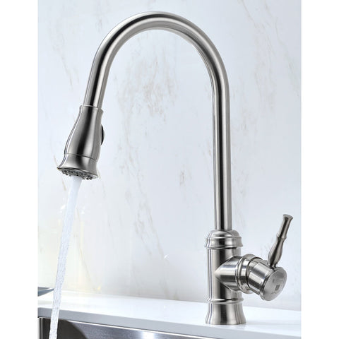 K36203A-130 - ANZZI Elysian Farmhouse 36 in. Double Bowl Kitchen Sink with Sails Faucet in Brushed Nickel