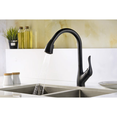 KF-AZ031ORB - ANZZI Accent Series Single-Handle Pull-Down Sprayer Kitchen Faucet in Oil Rubbed Bronze