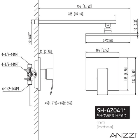 SH-AZ041 - Viace Series 1-Spray 12.55 in. Fixed Showerhead in Polished Chrome