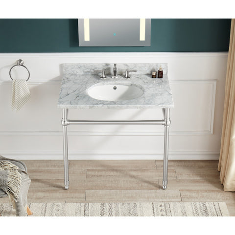 Verona 34.5 in. Console Sink with Carrara White Counter Top