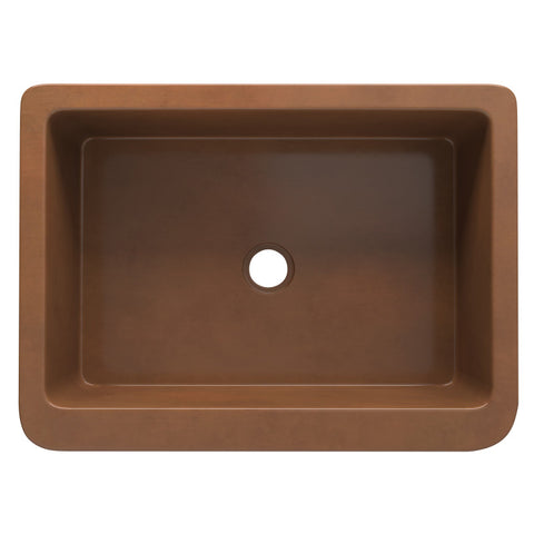 ANZZI Edessa Farmhouse Handmade Copper 30 in. 0-Hole Single Bowl Kitchen Sink with Weave Design Panel in Polished Antique Copper