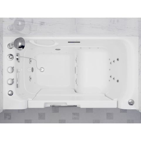 2953WCLWD - ANZZI Left Drain FULLY LOADED Wheelchair Access Walk-in Tub with Air and Whirlpool Jets Hot Tub | Quick Fill Waterfall Tub Filler with 6 Setting Handheld Shower Sprayer | Including Aromatherapy, LED Lights, V-Shaped Back Jets, and Auto Drain | 2953WCLWD