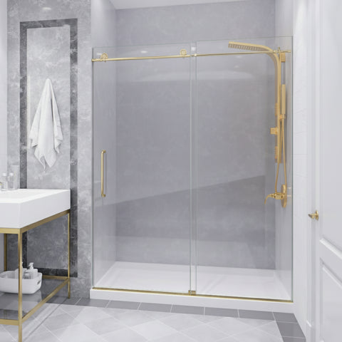 Madam Series Frameless Sliding Shower Door with Clear Tempered Glass and Tsunami Guard