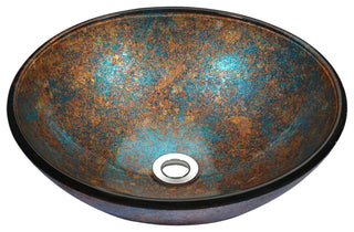 Stellar Series 17 in. Bathroom Vessel Sink with Scratch-Tough and Stain-Resistant Surface in Emerald Burst Glass