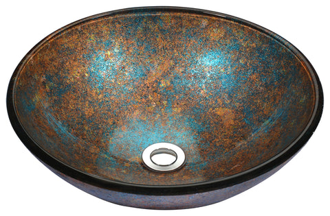 Tara Series 17 in. Bathroom Vessel Sink with Scratch-Tough and Stain-Resistant Non-Porous Surface in Emerald Burst Glass