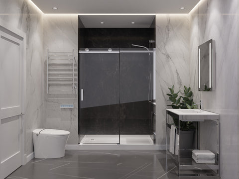 ANZZI Rhodes Series 60 in. x 76 in. Frameless Sliding Shower Door with Handle