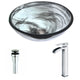 LSAZ054-097 - ANZZI Mezzo Series Deco-Glass Vessel Sink in Slumber Wisp with Key Faucet in Polished Chrome