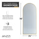 Ember Series 78 in. x 34 in. Framed Arch Fixed Shower Screen Door in Brushed Gold with 8mm Tempered Fluted Glass