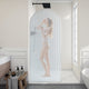 Ember Series 78 in. x 34 in. Framed Arch Fixed Shower Screen Door in Brushed Nickel with 8mm Tempered Fluted Glass