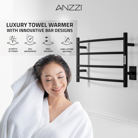 ANZZI Glow 4-Bar Stainless Steel Wall Mounted Towel Warmer