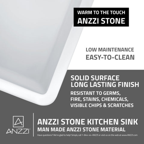 ANZZI Roine Farmhouse Reversible Glossy Solid Surface 35 in. Double Basin Kitchen Sink in White
