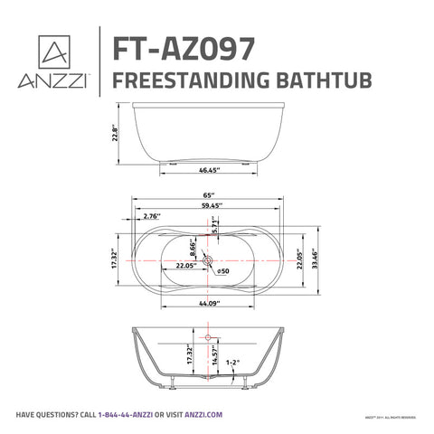 Bawris Series 5.42 ft. Freestanding Bathtub in White